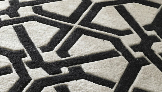 Webb 300 X 400cm Geometric Rug in Black & Off-White