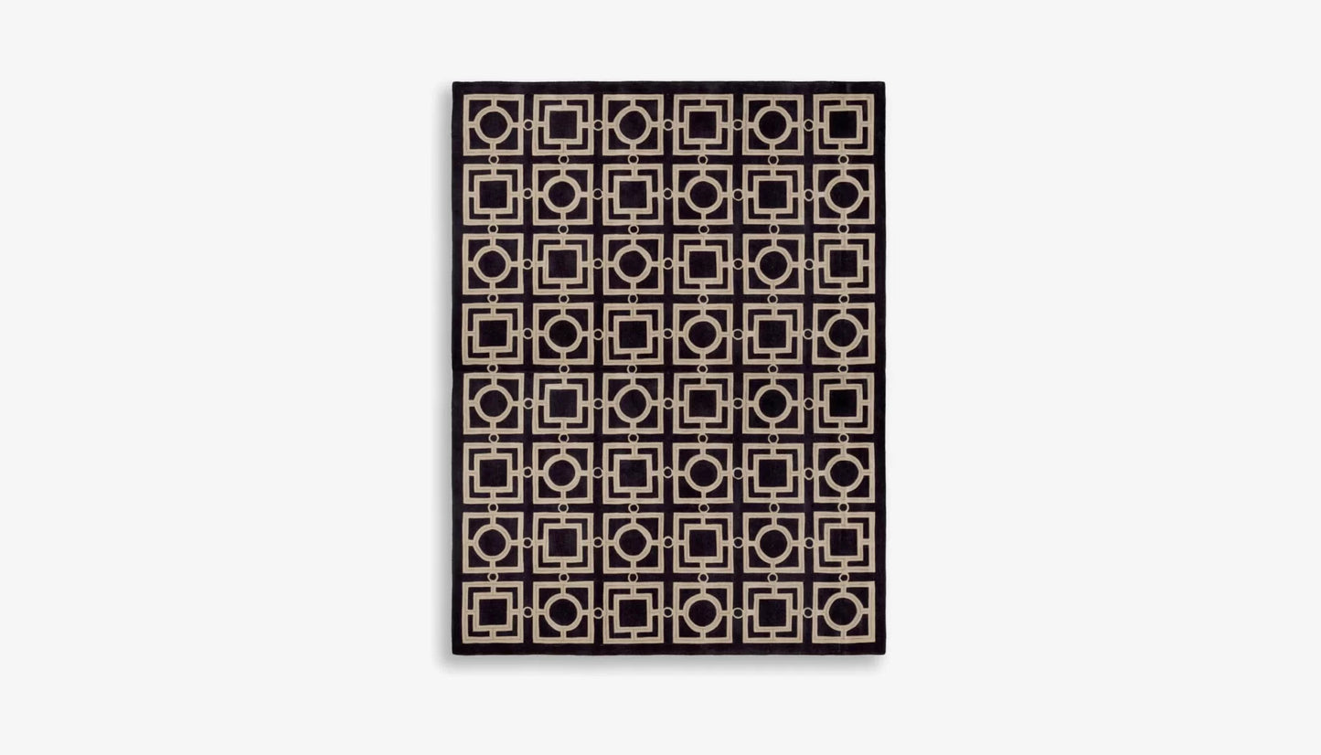 Evans 300 X 400cm Geometric Rug in Black & Off-White