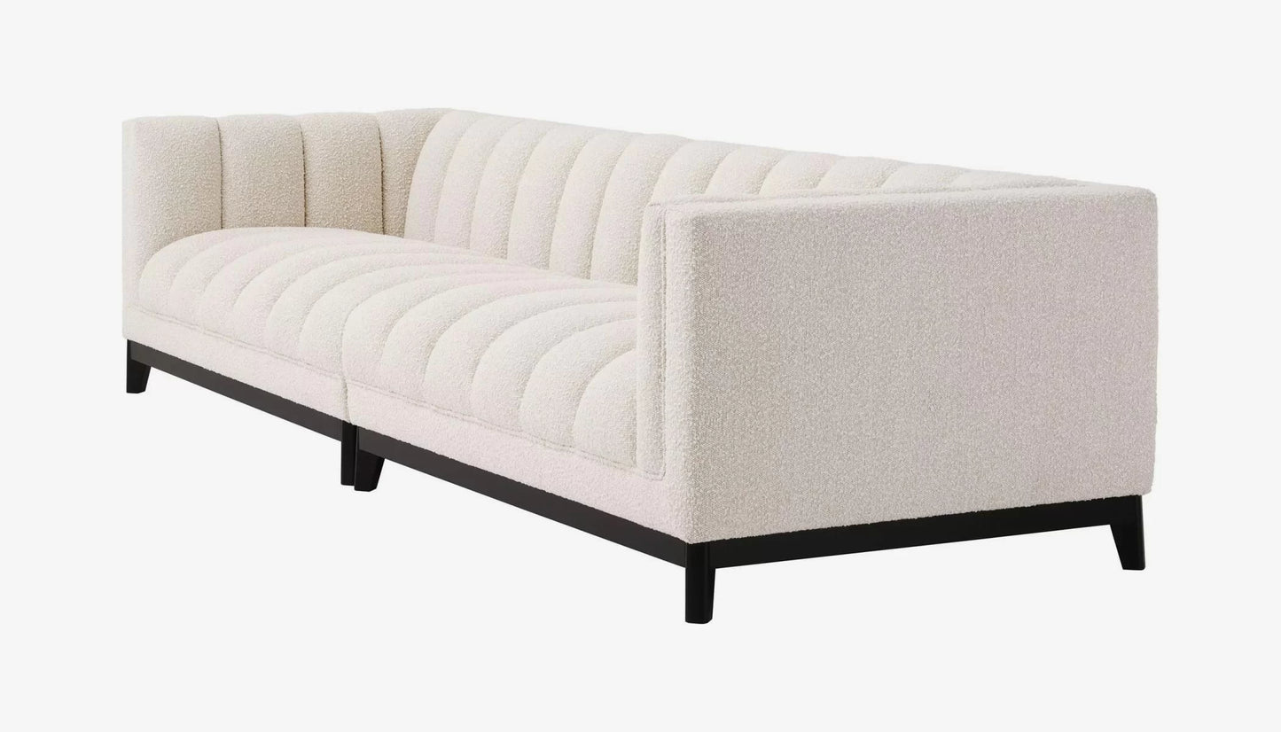 Ditmar Large 4 Seater Sofa in Boucle Cream & Black Legs