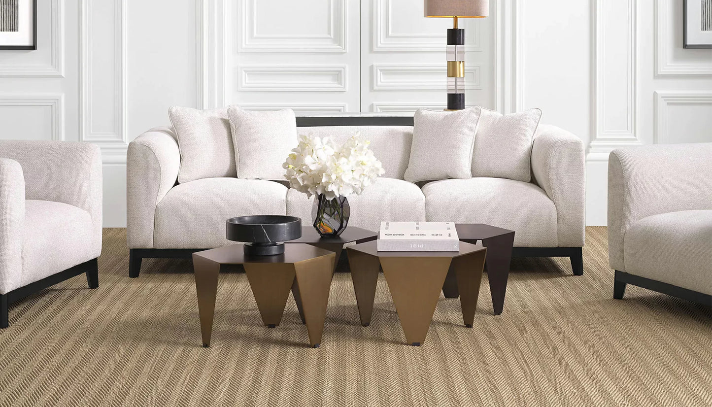 Corso 3 Seater Sofa in Lyssa Off-White & Black Base