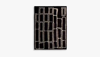 Vava 300 X 400cm Patterned Rug in Black & Ivory