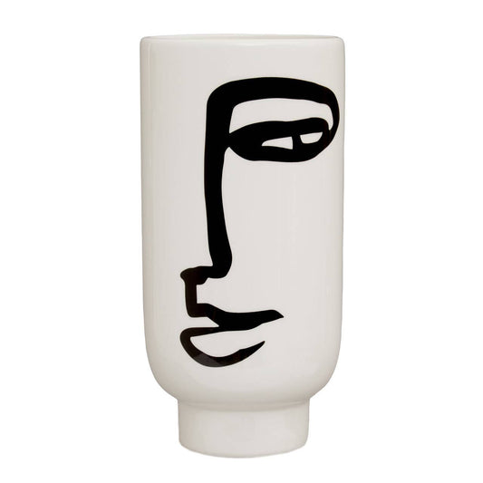 Viso Large Black And White Face Vase