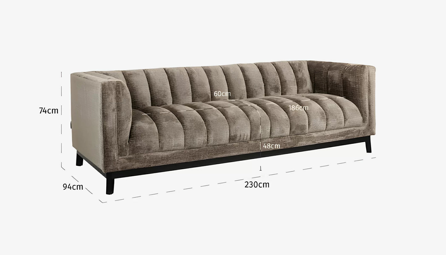 Beaudy 3 Seater Sofa in Stone Chenille & Black Legs