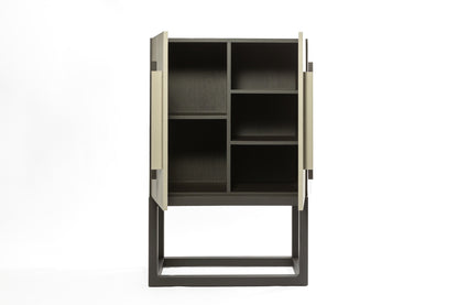 Linea Nera Armoire French Grey Leather