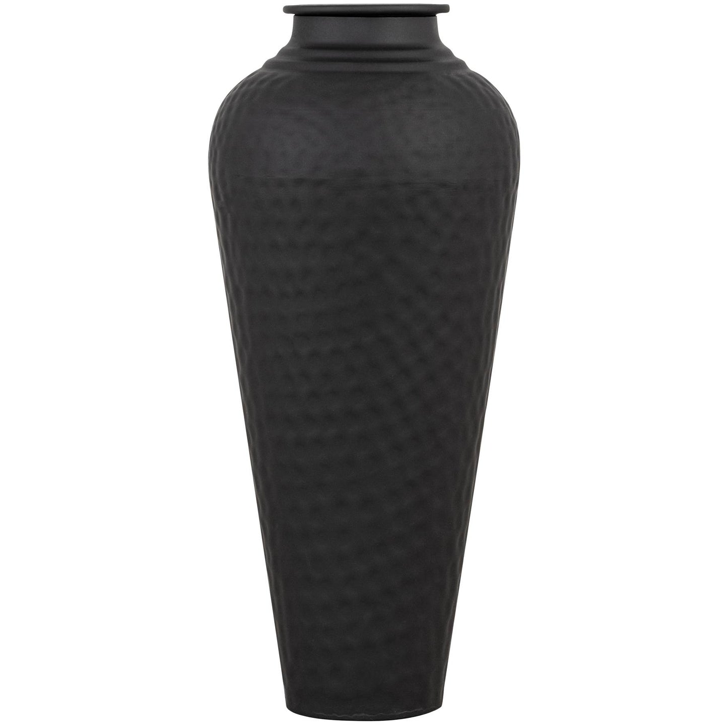 Matt Black Hammered Vase With Lid