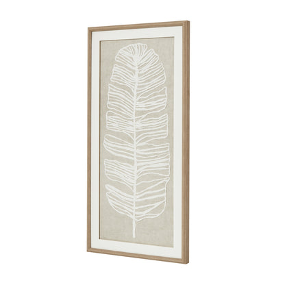 Large Plume White Feather Art Mounted In Beaded Frame