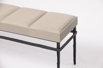 Wode Bronze Bench French Grey Leather