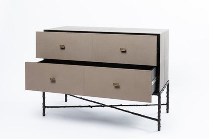 Arun Chest Bronze 2 Drawer Putty Leather