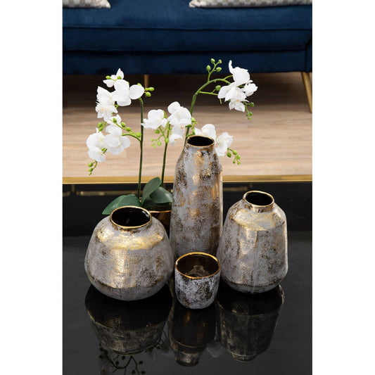 Orvena Grey and Gold Ceramic Vase