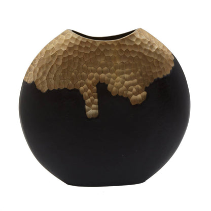 Daito Large Black and Gold Round Vase