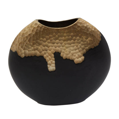 Daito Large Black and Gold Round Vase