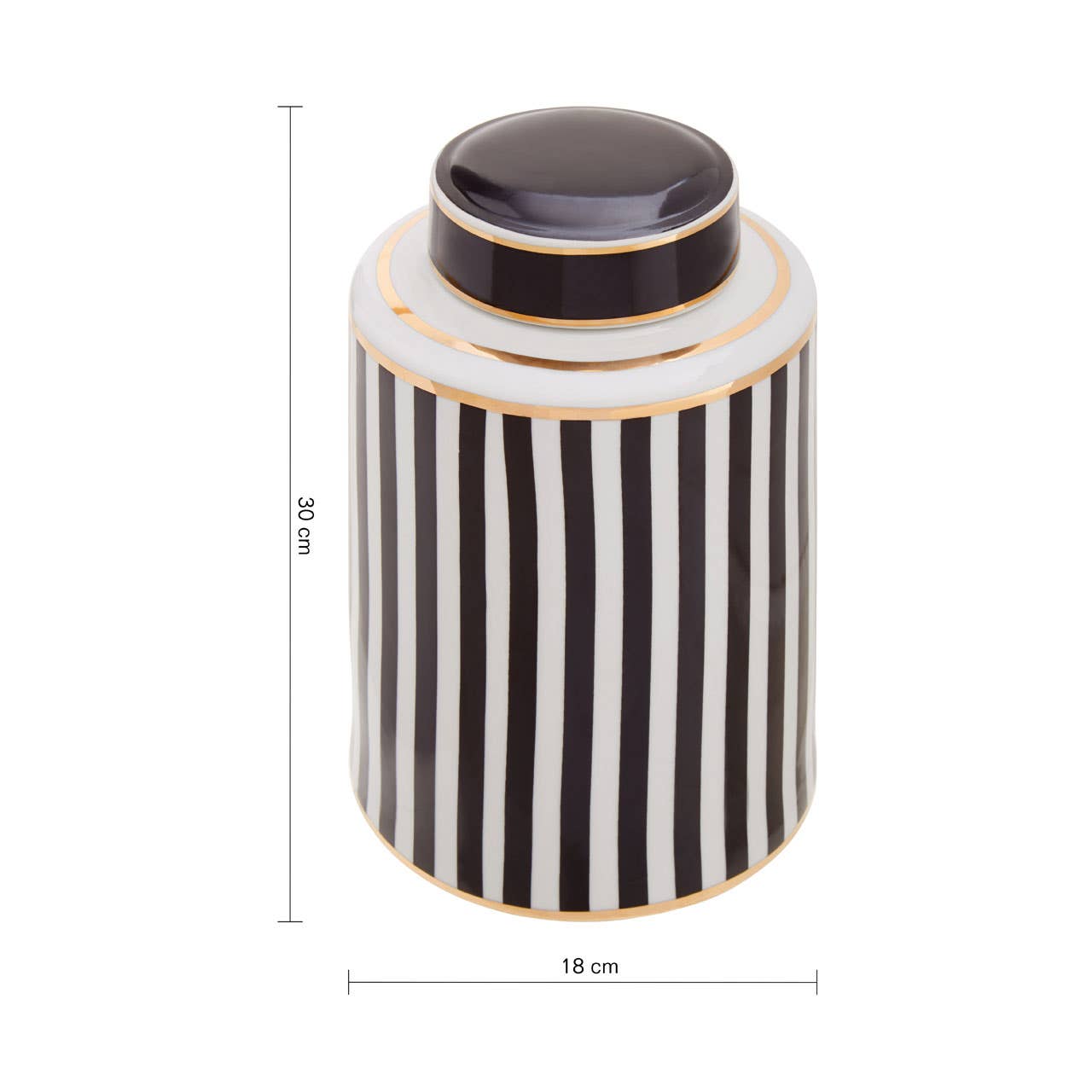 Doria Small Black And White Stripes Ceramic Jar