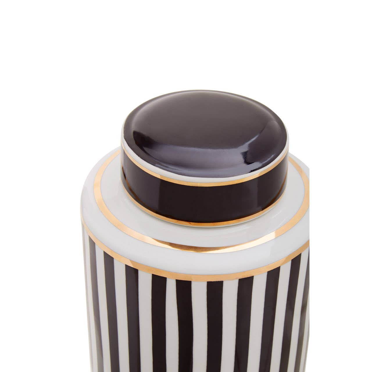 Doria Small Black And White Stripes Ceramic Jar