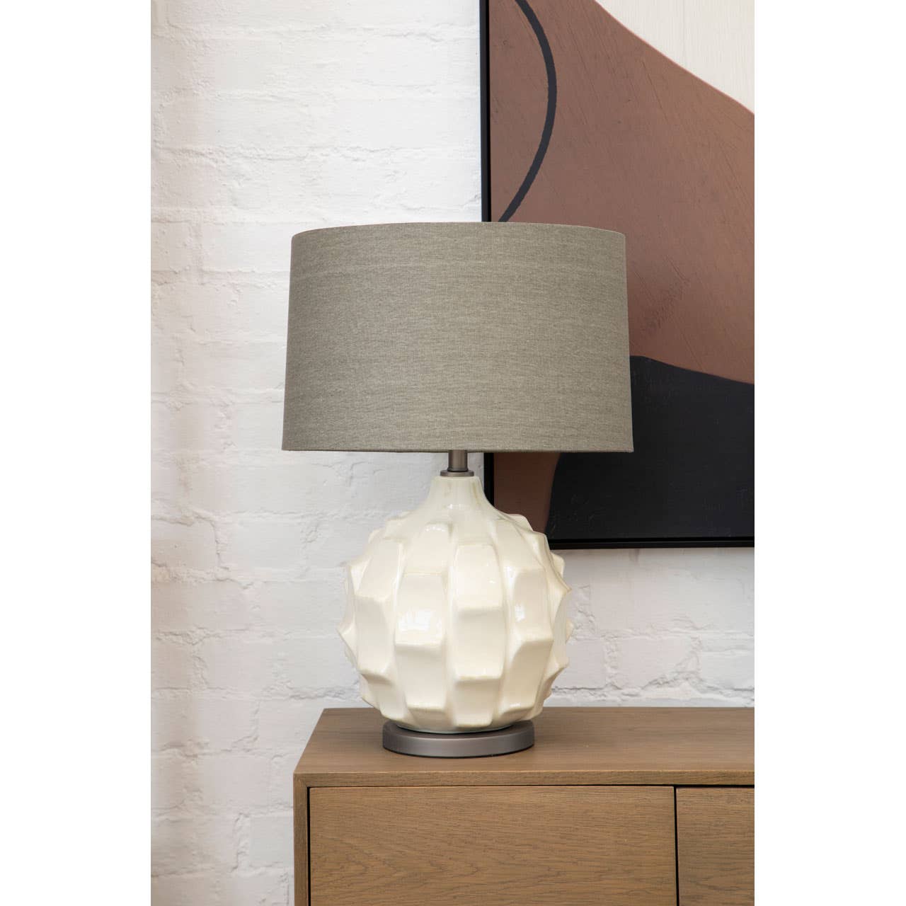 Usha Table Lamp With Grey And Brown Shade