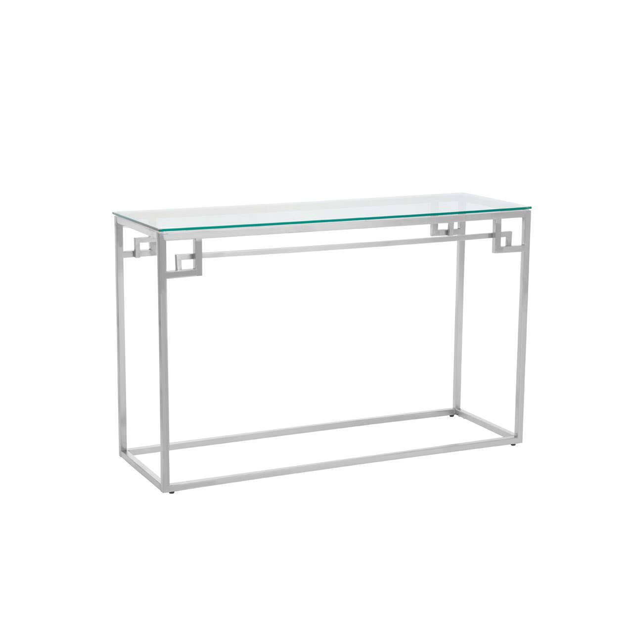 Allure Tempered Glass Silver Finish Console Table