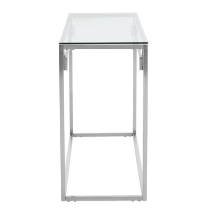 Allure Tempered Glass Silver Finish Console Table