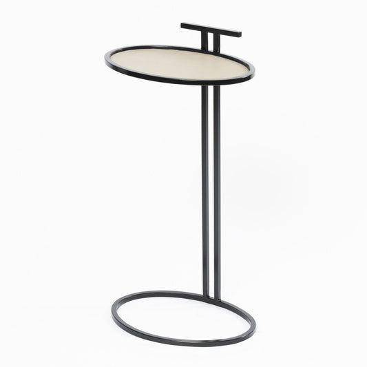 Cocktail Table Oval French Grey Leather