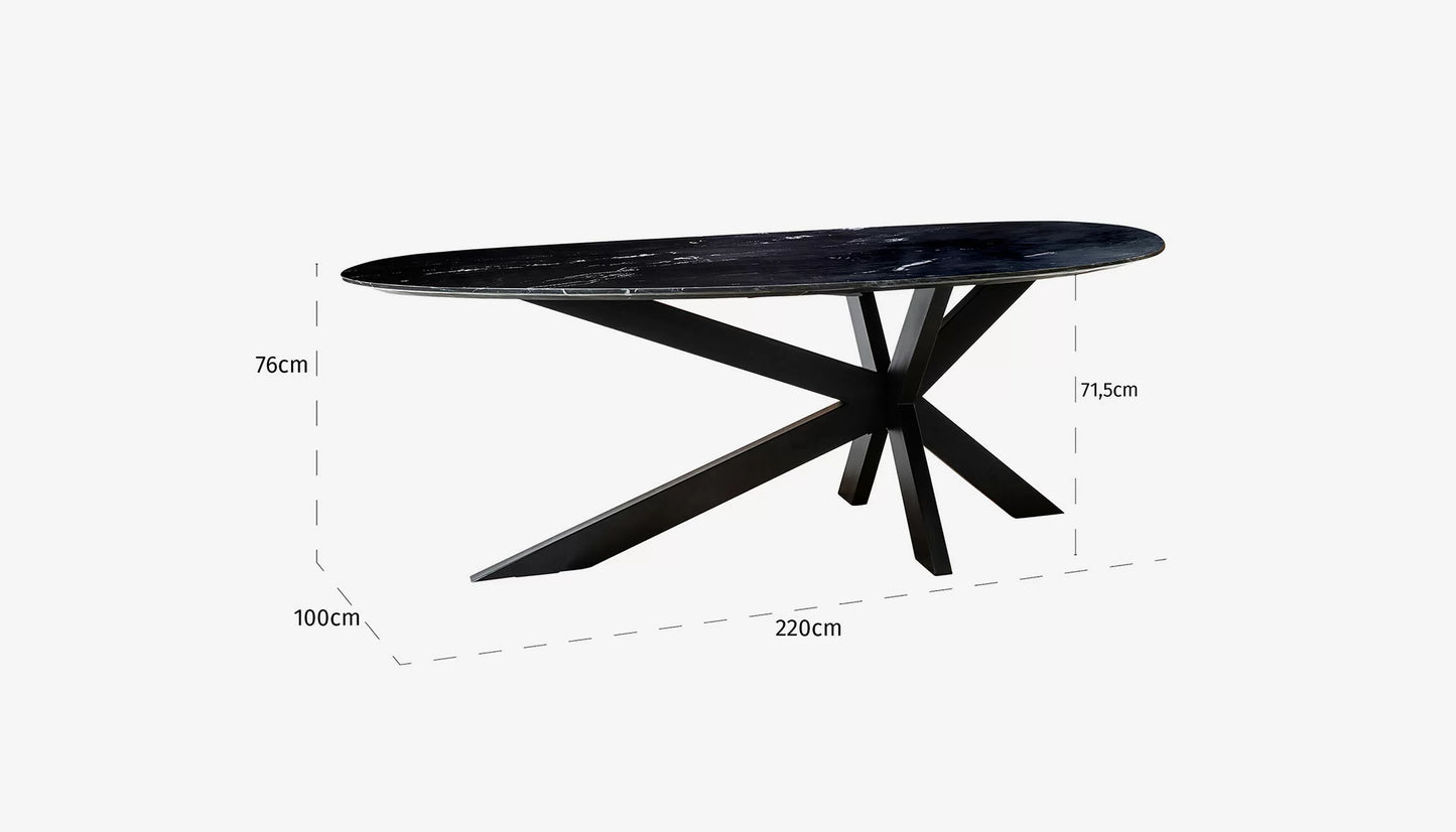 Trocadero 4-6 Seat Oval Dining Table Black