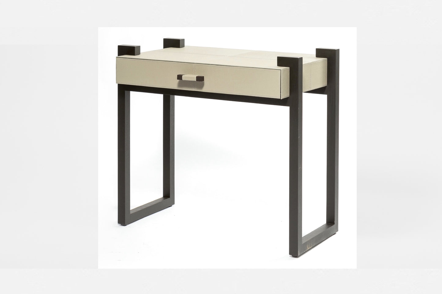 Linea Nera Side Table French Grey Leather