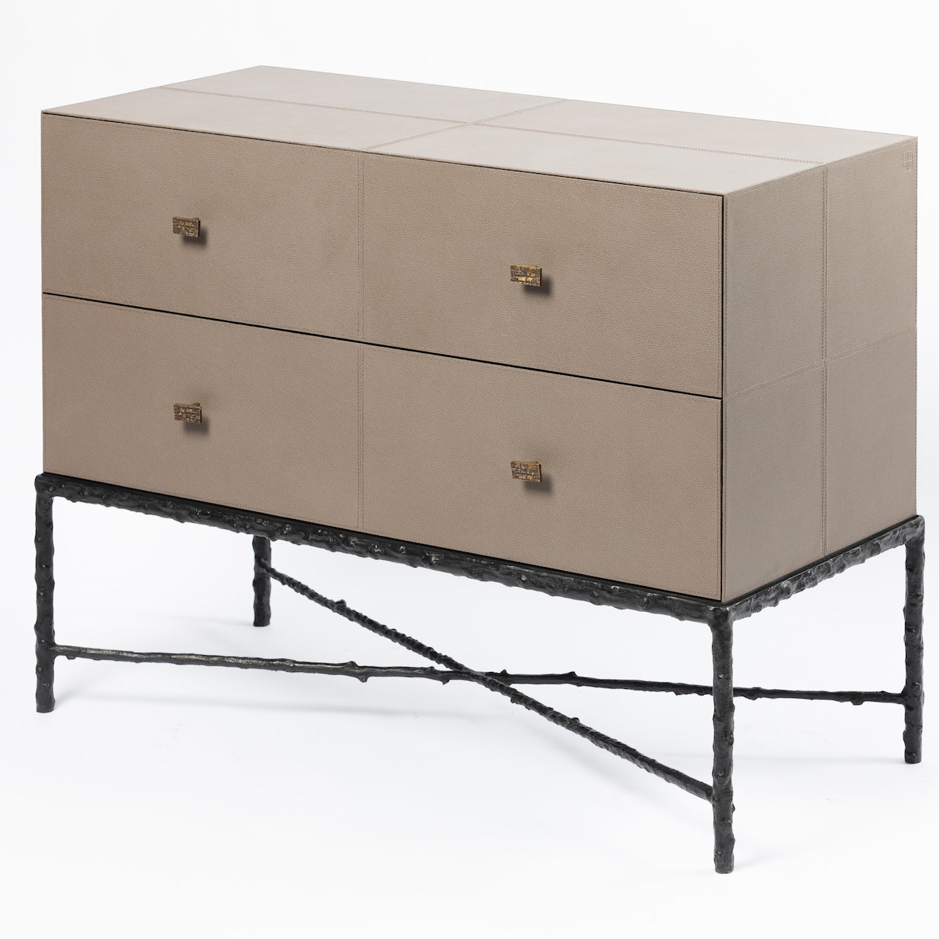 Arun Chest Bronze 2 Drawer Putty Leather