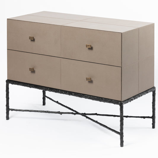 Arun Chest Bronze 2 Drawer Putty Leather