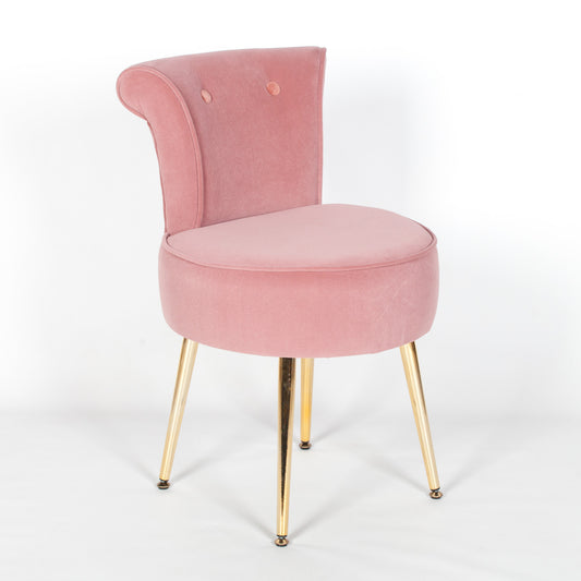 Pink Stool / Bedroom Chair with Gold Legs