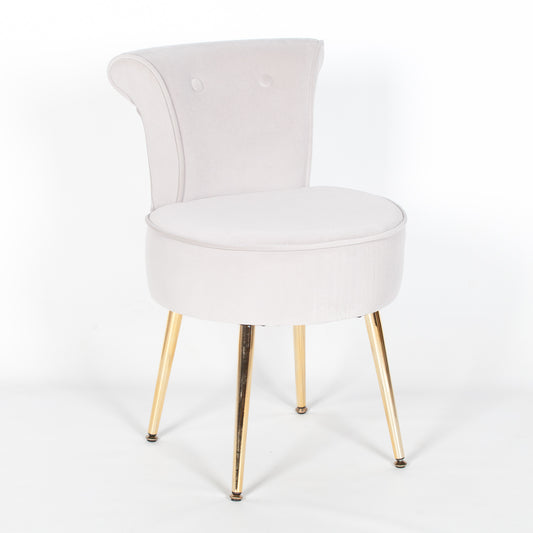 Grey Stool / Bedroom Chair with Gold Legs