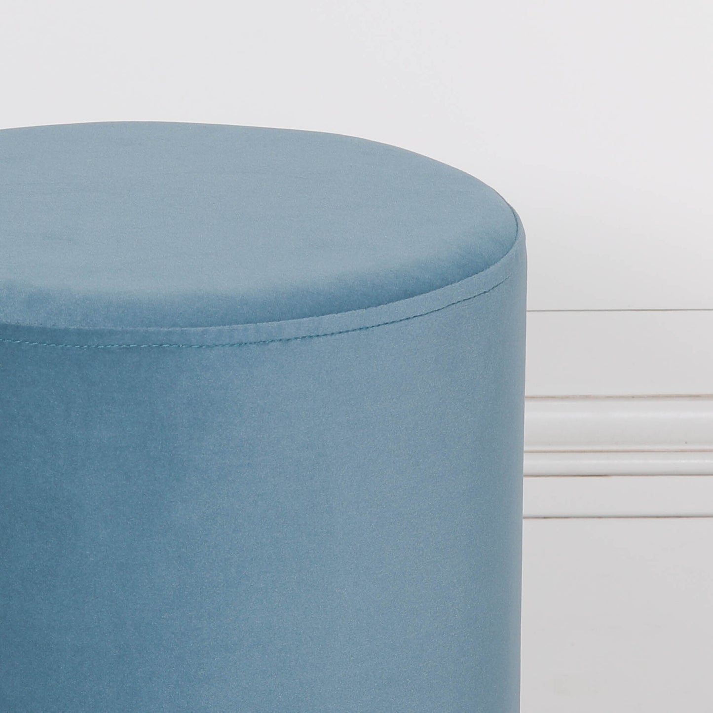 Ocean Blue Round Stool with Gold Trim