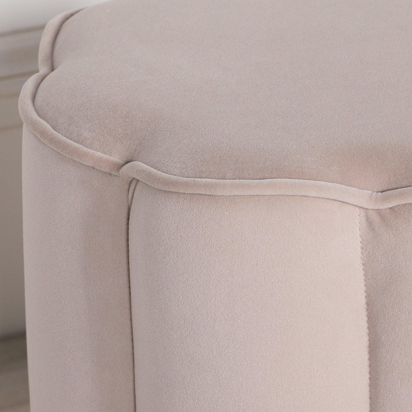 Natural Colour Velvet Round Stool