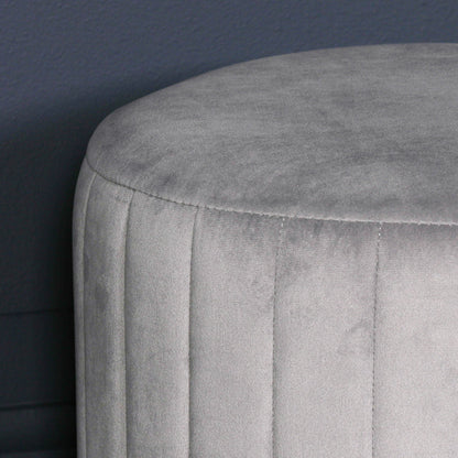 Grey Velvet Round Stool