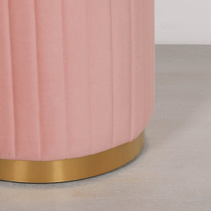 Pink Velvet Round Stool