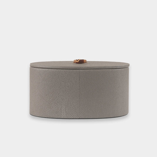 Agate Oval Leather Box Large Shagreen