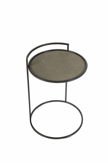 Cocktail Table Round Shagreen Leather