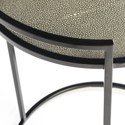 Cocktail Table Round Shagreen Leather