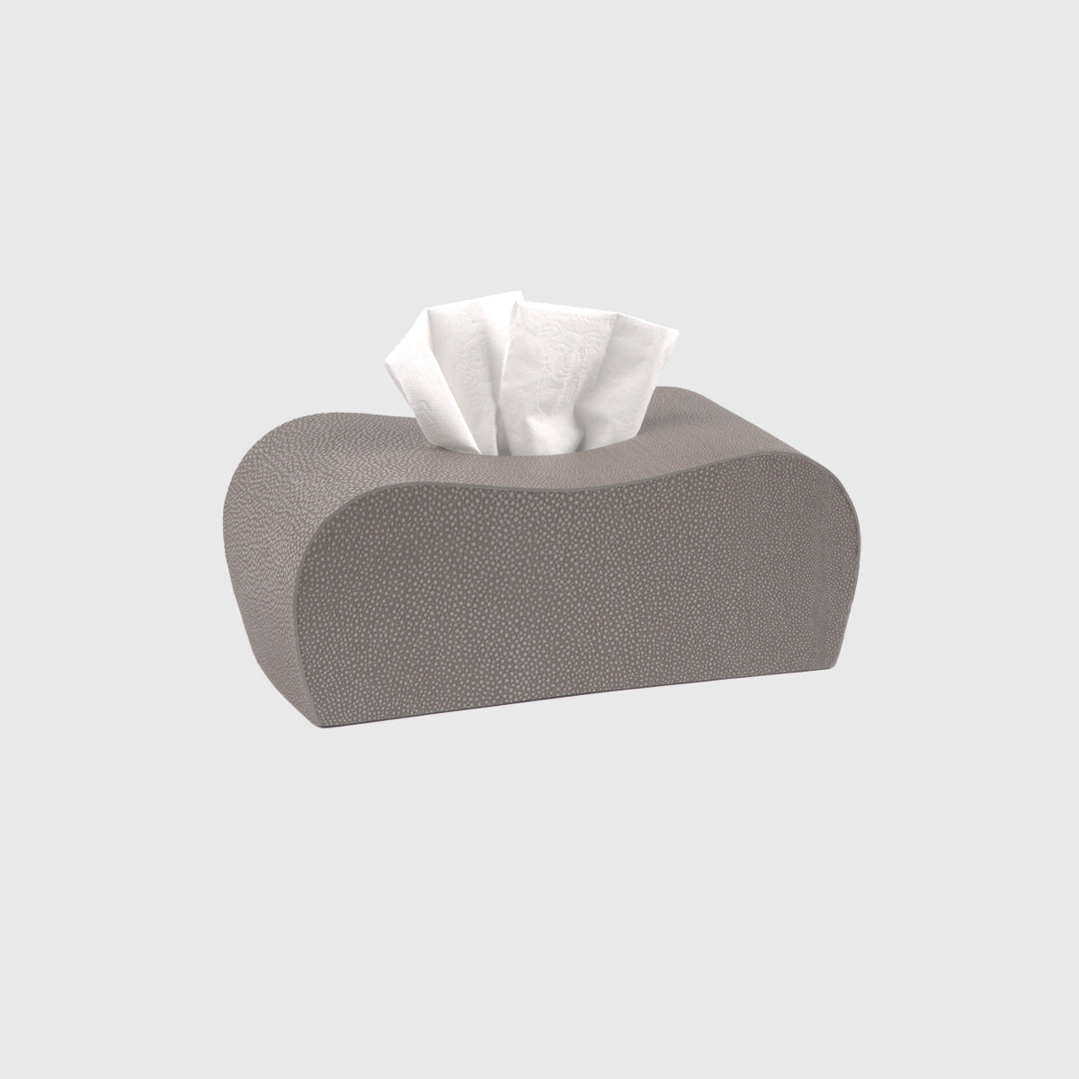 Curve Tissue Box Grey Shagreen Leather