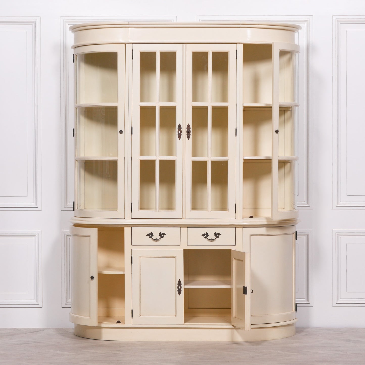 Large Vintage Cream Dresser Display Cabinet