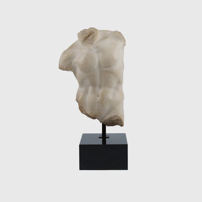 Decorative Marble Male Torso With Black Marble Stone Base 1