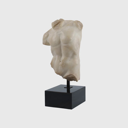 Decorative Marble Male Torso With Black Marble Stone Base 1