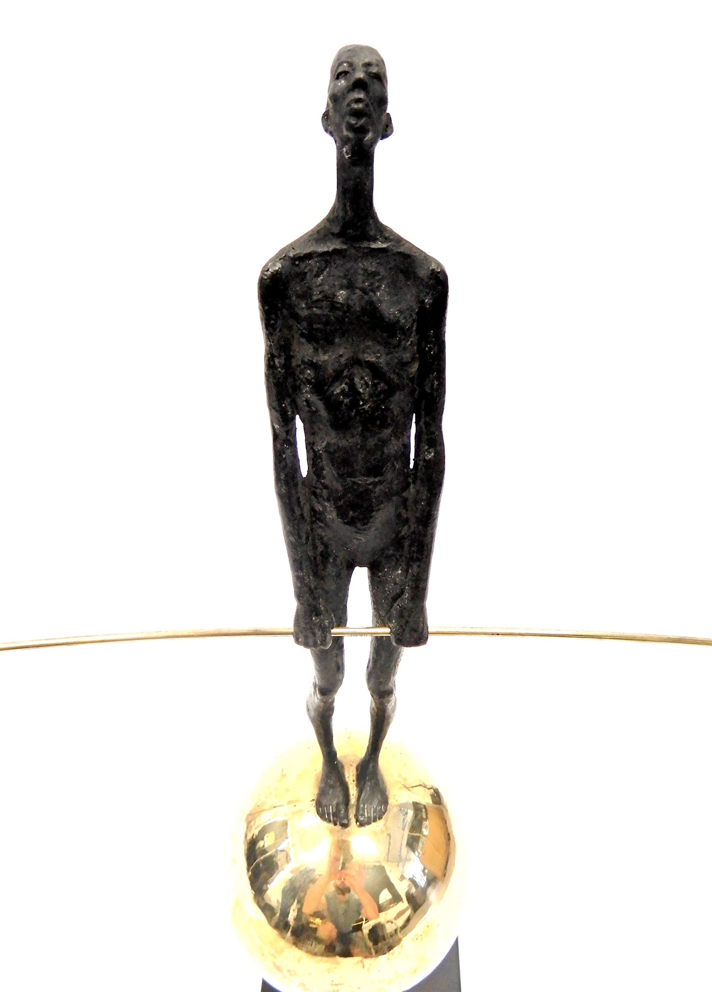 Bronze Figure On Sphere With Stick