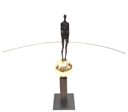 Bronze Figure On Sphere With Stick