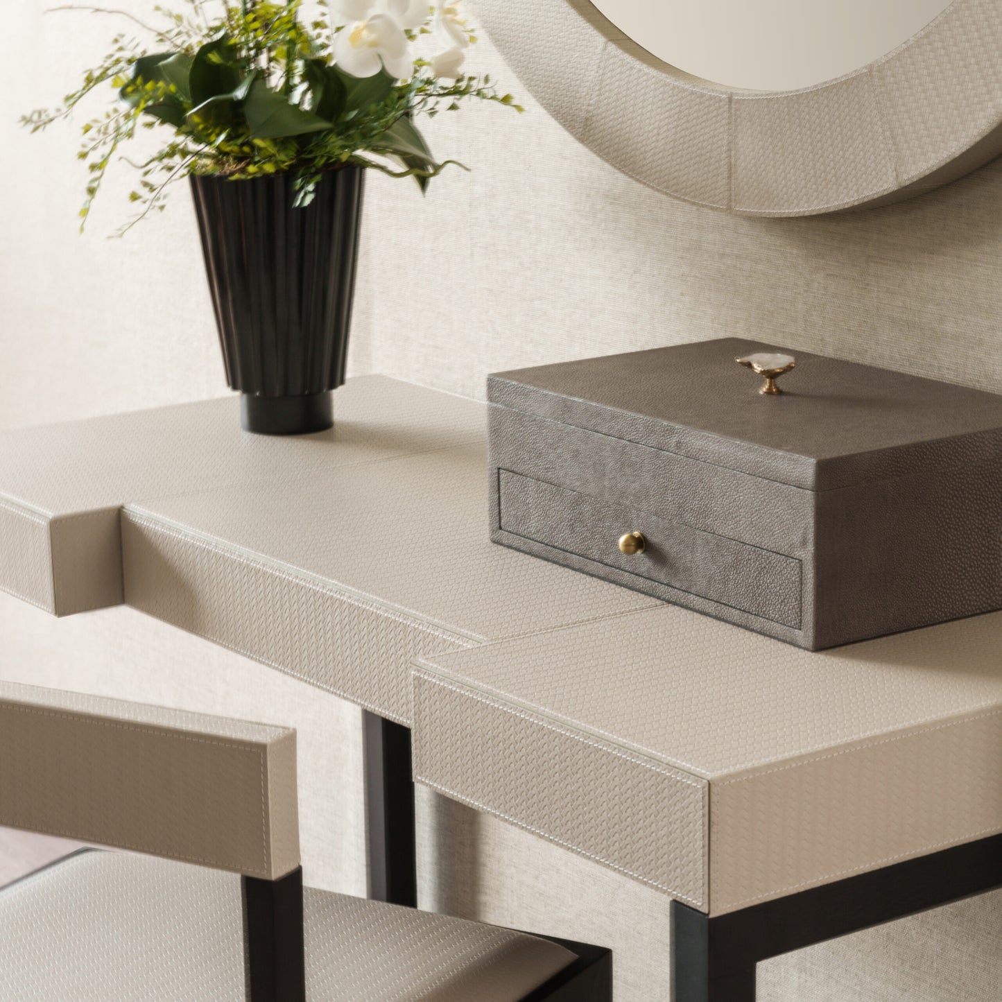 Treasure Box Grey Shagreen Leather