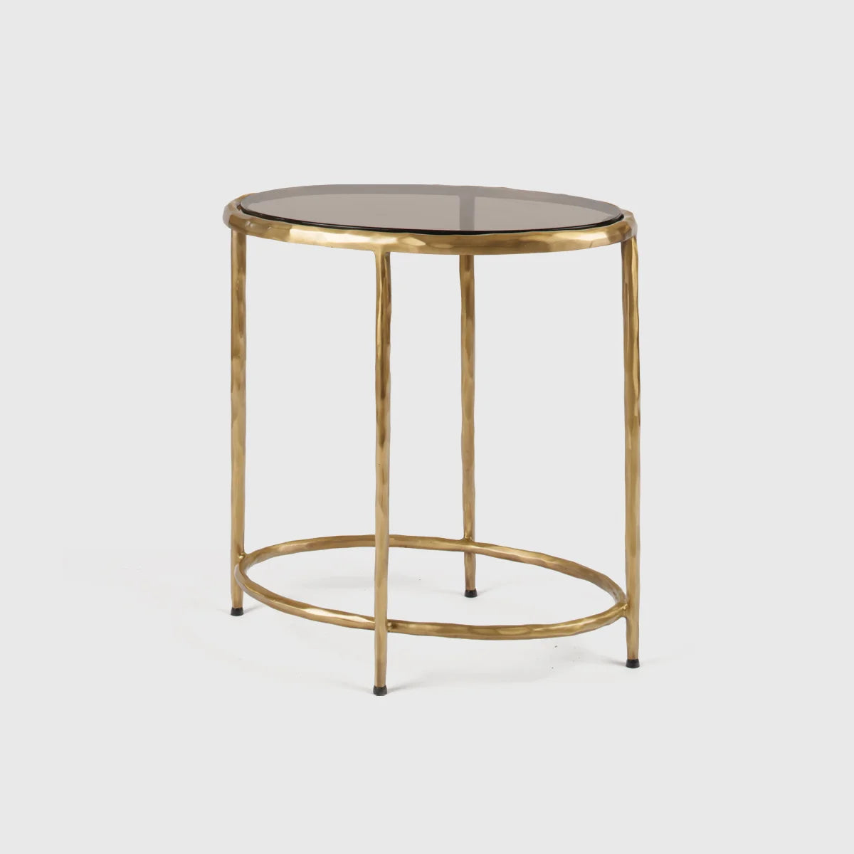 Forged Oval Side Table Bronze Satin Gilt