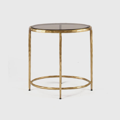 Forged Oval Side Table Bronze Satin Gilt