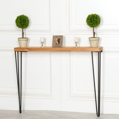 Rustic Wooden Hairpin Hall Table Console 92cm