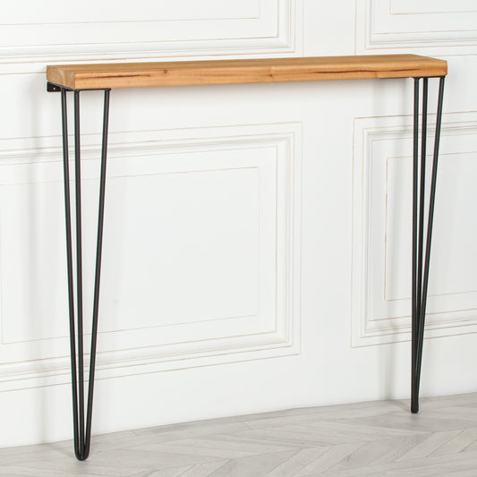 Rustic Wooden Hairpin Hall Table Console 92cm