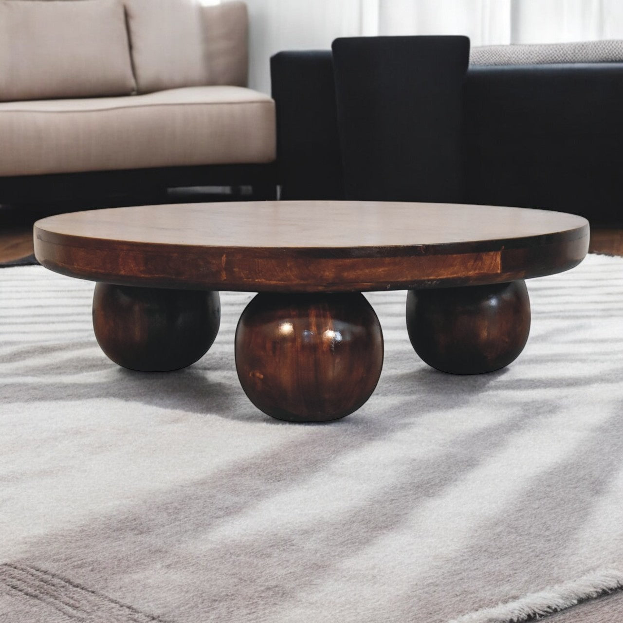 California Walnut Coffee Table with Ball Feet