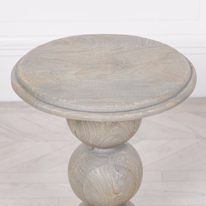 Rustic Wooden Stacked Ball Side Occasional Table