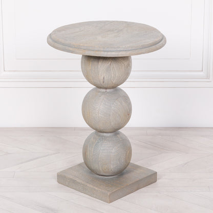 Rustic Wooden Stacked Ball Side Occasional Table