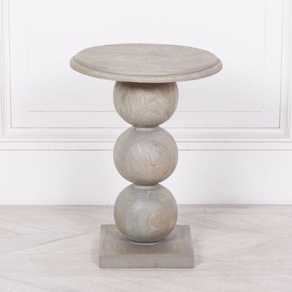 Rustic Wooden Stacked Ball Side Occasional Table