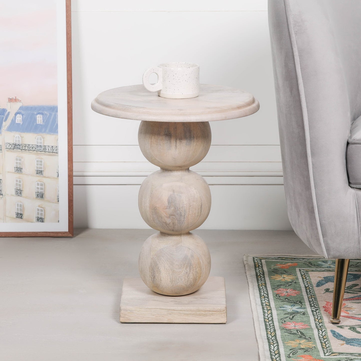 Blanchie Wooden Stacked Ball Side Occasional Table